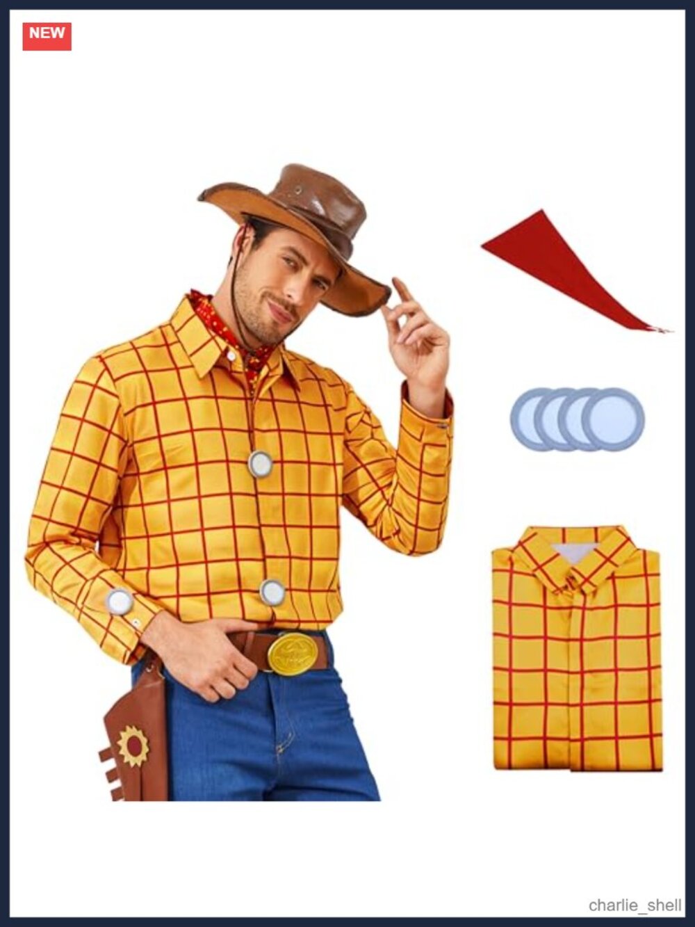 Cow Print Plaid Long Sleeve Button Down Shirt Men's Halloween Cowboy Cosplay